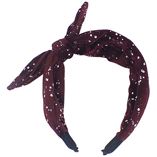 Topkids Accessories Dotted Velvet Bow Alice Bands Adult Women, Hair Accessories for Women Hair Bands for Women Thick Headband - Image 2