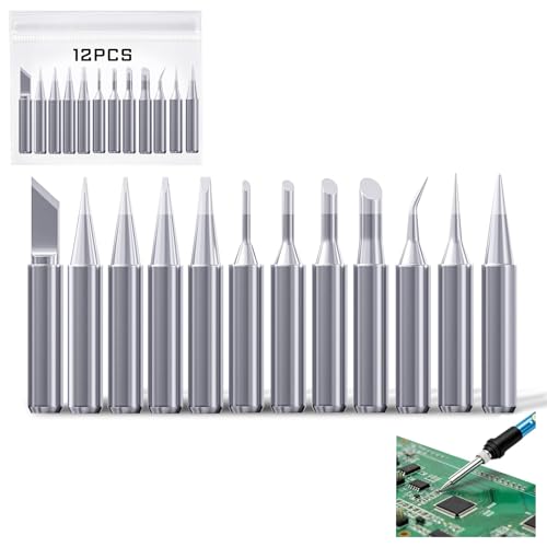 12PCS 900M Soldering Tips for HAKKO 936 937 907 series and TENMA ATTEN Quick Aoyue Yihua Soldering Iron Tips Replacement Solder Tips for Welding Equipment
