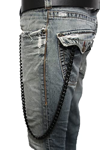 Men Fashion Wallet Black Metal Chain Keychain Long Strand 33" Thick Chunky Bold Bulky Links3