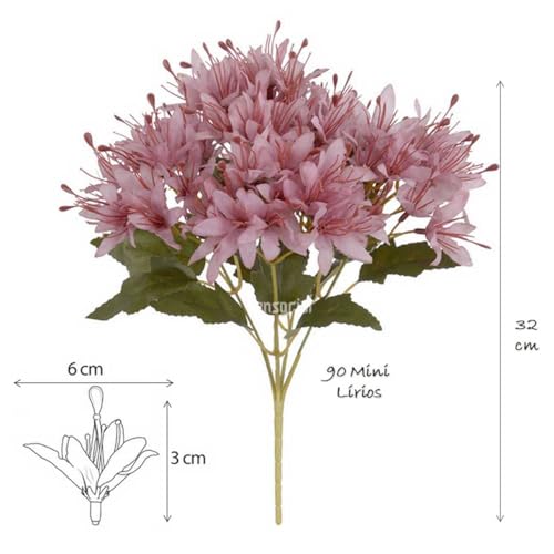 Buquê Lírio Artificial 90 Mini Flores Decoração Enfeite Casa Rosa