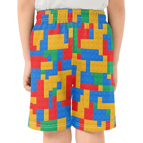 Building Blocks Athletic Shorts with Zipper Pockets, Youth Boys Athletic Running Shorts for Summer3