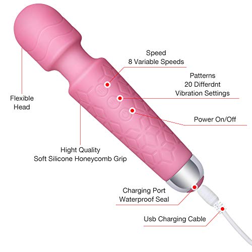 Personal Handheld Mini Vibrating Wand Massager Electric Waterproof Portable Magic Massage For Women Her(Pink) #TOP2