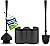 UMIEN Toilet Brush and Plunger Set 18-in - Updated 2025 No-Rust - Stainless Steel Design - Long Handles - with Freestanding Canister (Matte Black)