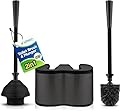 UMIEN Toilet Brush and Plunger Set 18-in - Updated 2025 No-Rust - Stainless Steel Design - Long Handles - with Freestanding Canister (Matte Black)