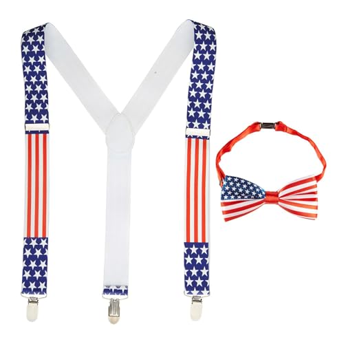 Widmann - Kit de déguisement USA, bretelles et nœud papillon, Amérique, carnaval, fête à thème