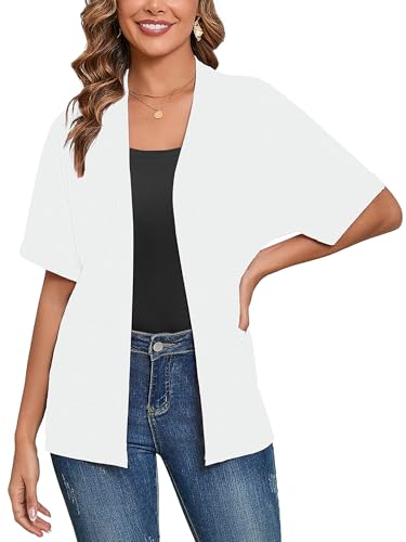 Image of Heymoments Women's Lightweight Open Front Knit Cardigans Short Sleeve Casual Soft Drape Summer Cardigan S-2XL