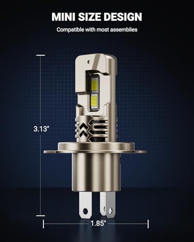 Image of SEALIGHT H4 LED 50,000LM Super Bright 9003 Light Bulbs, 1:1 Size Original Bulbs, 70000Hrs Lifespan with 25000RPM Cooling Fan, IP68 Waterproof, 3MIN Play and Plug, Pack of 2