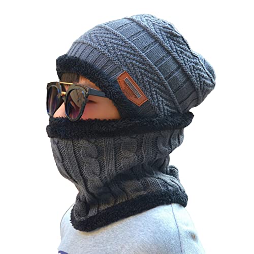 chapéu e lenço inverno para meninos,Chapéu e cachecol inverno para meninos - Boné inverno infantil c