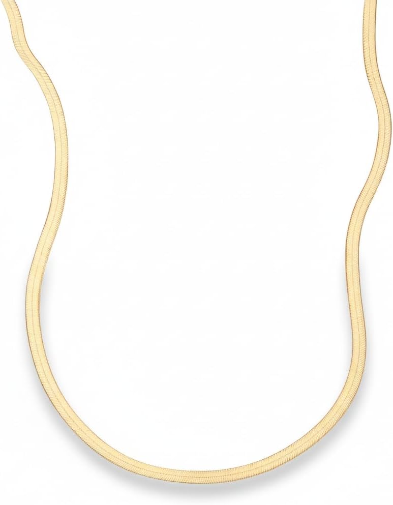 Made By Mary Hera Chain Necklace – Classic Herringbone Chain Necklace for Women | Minimalist Layering Jewelry | Everyday Statement Necklace | Elegant Necklace Gift 16 in