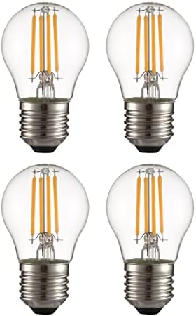 TEKLED® G45 Filament Vintage DIMMABLE LED Bulbs | E27 Edison Screw | Energy Saving 4W Light Bulb 40W Equivalent | Clear 2700K 470LM | 4-Pack | Warm White