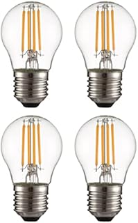 TEKLED® G45 Filament Vintage DIMMABLE LED Bulbs | E27 Edison Screw | Energy Saving 4W Light Bulb 40W Equivalent | Clear 2700K 470LM | 4-Pack | Warm White
