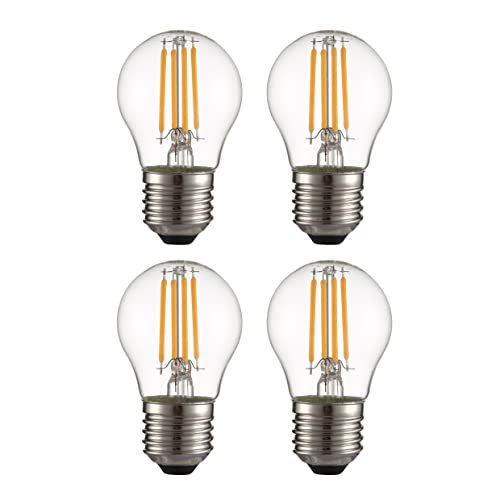 TEKLED® G45 Filament Vintage DIMMABLE LED Bulbs | E27 Edison Screw | Energy Saving 4W Light Bulb 40W Equivalent | Clear 2700K 470LM | 4-Pack | Warm White