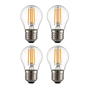 TEKLED® G45 Filament Vintage DIMMABLE LED Bulbs | E27 Edison Screw | Energy Saving 4W Light Bulb 40W Equivalent | Clear 2700K 470LM | 4-Pack | Warm White
