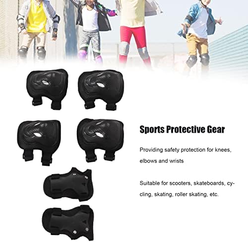 HHGyeocd Kids Adult BMX Bike Knee Pads and Elbow Pads, Sports Protective Gear Set Knee Elbow Pad Wrist Guards for Biking, Riding, Cycling and Multi Sports 6 Years Old Black