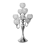  Bougeoirs Bougeoirs d\'or/d\'argent rétro 7 Bras avec des Cristaux Chandelier de Pilier for mariée candélabra (Color : Silver Candlesticks)