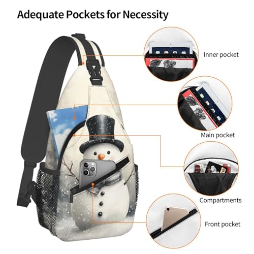 Christmas Snowman Crossbody Sling Bag For Women Men Adjustable Christmas New Year Chest Bag Shoulder Bag Sling Backpack Daypack For Sport Travel Hiking4