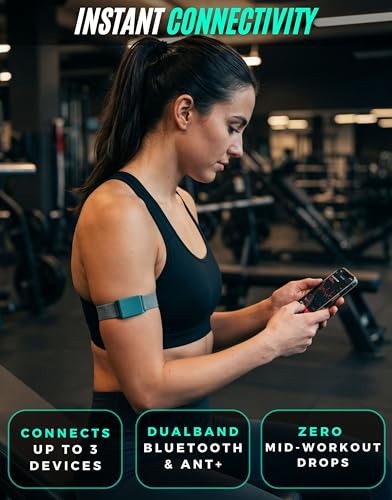Powr Labs Rechargeable Heart Rate Armband Bluetooth ANT+ Compatible with Peloton Wahoo Strava Optical HR Sensor for Fitness Training Running and Indoor Cycling