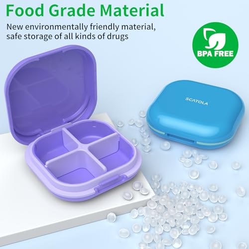 Daily Pill Organizer 4 Compartments, Small Pill Box Portable Travel Pill Case, Mini Pill Container for Purse Pocket, Compact Travel Medicine Organizer for Vitamin, Cod Liver Oil, Supplement - Image 6