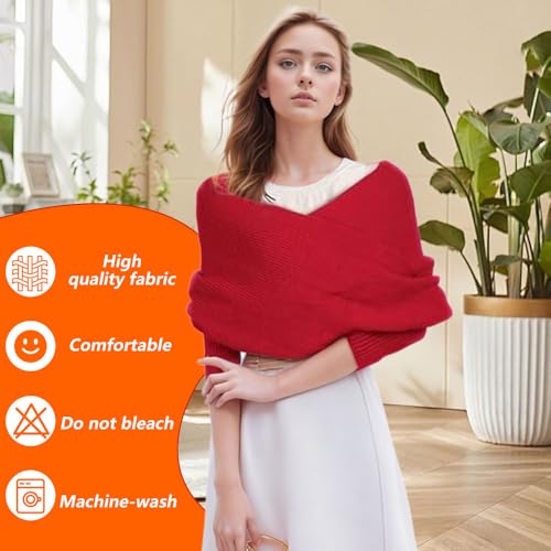 Multifunctional Cozy Sweater Wrap with Sleeves, 2024 Trend Crochet Scarf2