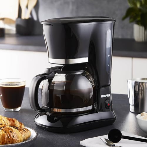 GEEPAS 1.5L Filter Coffee Machine | 800W Coffee Maker for Instant Coffee, Espresso, Macchiato & More | Boil-Dry Protection, Anti-Drip Function, Automatic Turn-Off Feature, Black GEEPAS 1.5L Filter Coffee Machine | 800W Coffee Maker for Instant Coffee, Espresso, Macchiato & More | Boil-Dry Protection, Anti-Drip Function, Automatic Turn-Off Feature, Black