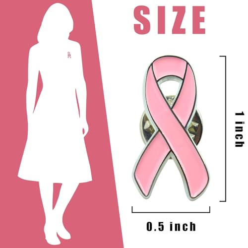 Image of 10 /30 /50 /100 /200 Pack Pink Ribbon Breast Cancer Awareness Lapel Pins Bulk for Public Events, Charity