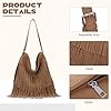 EVEOUT Damen Umhängetasche mit Quaste Synthetisches Wildleder in Übergröße Slouchy Western Style Crossbody Boho Fransen Hobo Tasche #5