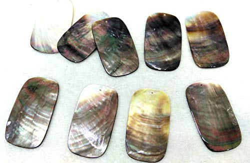 10pcs 40X20mm Mother of Pearl Shell Rectangle Bar, Natural Beads, Rectangle Ablong Shell Pendant,Grey Black DIY, Jewelry Making