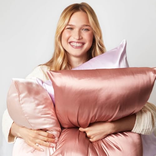 Kitsch Satin Pillowcase with Zipper for Hair & Skin, Softer Than Silk Pillow Cases Queen, Smooth Pillow Covers, Machine Washable, Wrinkle-Free, Cooling Satin Pillow Cases Standard Size 19"x26" (Blush) - 8