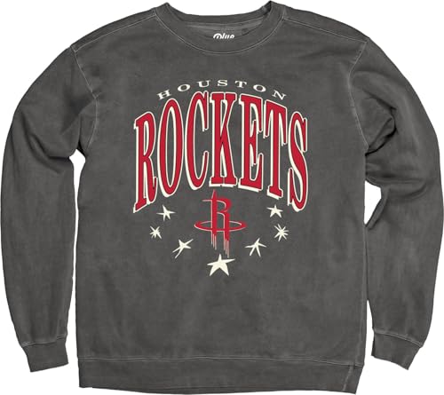 Blue 84 Houston Rockets NBA Officially Licensed Crewneck Sweatshirt Ringspun Black Stars, X-Large