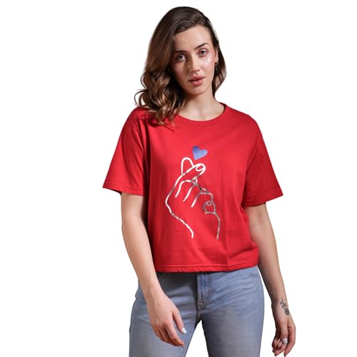 Image of Globus Women Green Printed Oversized T-Shirt-3638147001