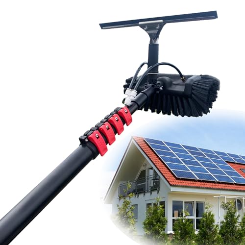 OLSKFUH Extendable Window Cleaning Kit - 18Ft/5.4M Telescopic Water Fed Pole With Brush & Squeegee Perfect For Solar Panels & High Windows 35Cm Cleaning Head Included,size_name-24FT/7.2M