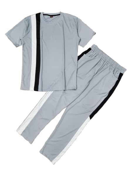 Nylon Tracksuit Set – Short Sleeve Sports T-Shirt-Track Pant-Metrix BLUE_C1_P3-picture-38