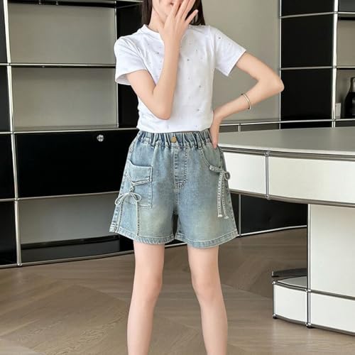 Girls Jorts Baggy Bermuda Cargo Jean Shorts Kids Stretchy Wide Leg Y2K Short Pants Youth Knee Length Denim Shorts with Pocket4