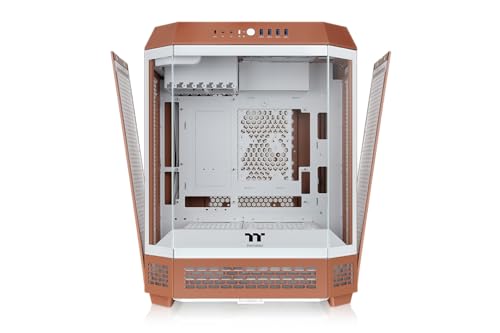 Gabinete Thermaltake Tower 600 Mocha Mousse Mid Tower para PC con diseño vertical y soporte para E-ATX y ATX, vidrio templado, soporte para radiador de 420 mm miniatura 5