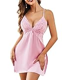 Avidlove Sexy Satin Nightgowns for Women Exotic Sleepwear Teddies Short Slip Negligees Pastel Pink