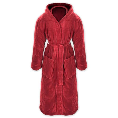 Gräfenstayn® Peignoir de Bain à Capuche en Polaire Douce Hommes & Femmes - Tailles S-XXXL - Différents Coloris - Polaire Flanelle (XXXL, Bordeaux)