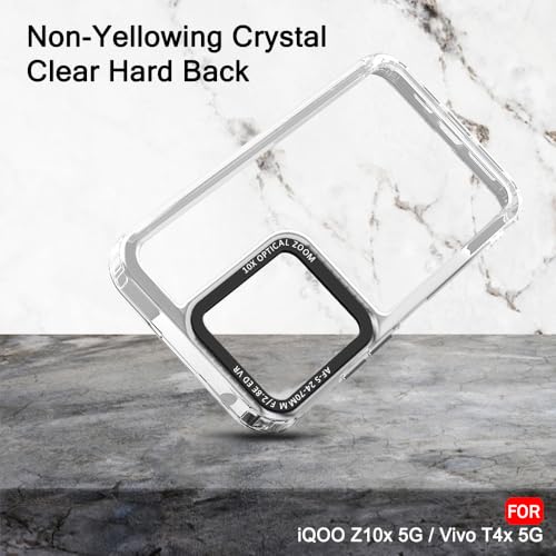 Image of TheGiftKart Hybrid Shockproof Back Cover Case for iQOO Z10x 5G / Vivo T4x 5G | Stylish Camera Border | Electroplated Buttons | Crystal Clear Hard Back Cover Case (TPU & PC, Transparent Bumper)