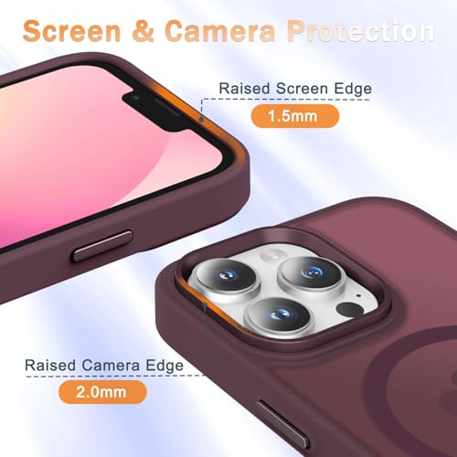 Image of YENAPOON for iPhone 12 Pro Max Case, Matte Magnetic Phone Case, Wine Red | Fit for Magsafe, Screen Protector Included, Translucent Frosted Slim Shockproof Protective Cover