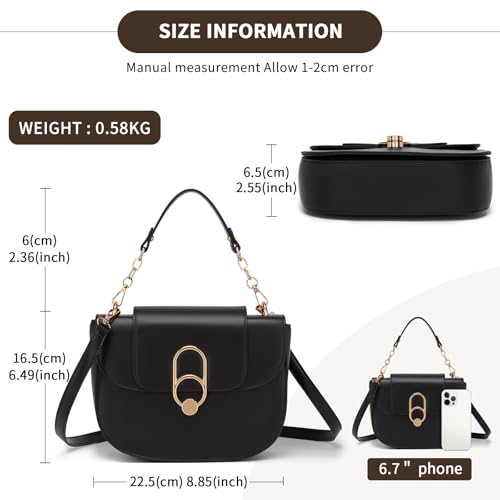 Women’s Black PU Leather Crossbody Bag, Rotary Lock MISS LULU 4 Women’s Black PU Leather Crossbody Bag, Rotary Lock MISS LULU - Image 4