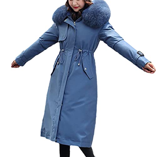 Manteau long d'hiver chaud et épais Roquorl avec capuche en fourrure pour femme grande taille