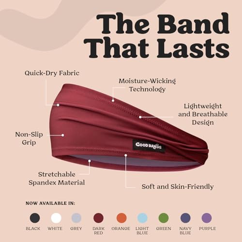 Image of Sweatband for Men and Women - Unisex Non Slip Headband that Wicks Moisture and Eliminates Excess Sweat - Durable & Long-Lasting - Running, Sports, Gym