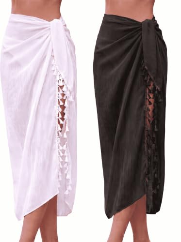 Pareos largos de mujer con borlas estilo batik ideales para el chiringuito y playa