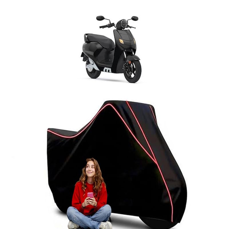 Image of i Flow Scooty Bike Cover Water Resistant Outdoor Use Universal Fit Scooters Motorcycles Heavy Duty UV Protection Dust Rain Scratch Resistant Elastic Bottom Black Blue Piping