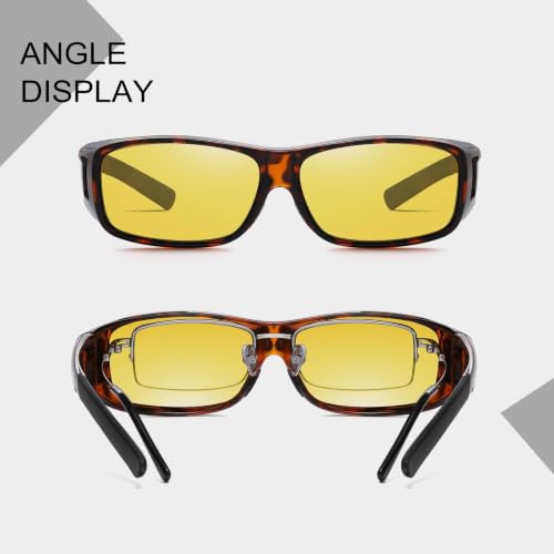 Image of HAOLOTA Night Vision Driving Over Glasses, Polarized Nighttime Glasses Men Women Anti Glare Yellow Tinted Lens