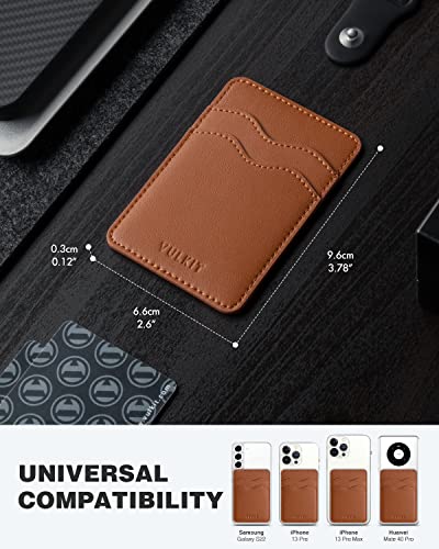 Vulkit Phone Card Holder Slim Leather Adhesive Pocket Rfid Blocking Credit Card Sleeves Sticker For Back Of Smartphone(Brown) #TOP3