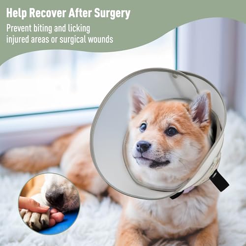 Image of Soft Dog Cone Collar for Large Medium Small Dogs After Surgery, Adjustable Pet Recovery E-Collar, Brown XLarge