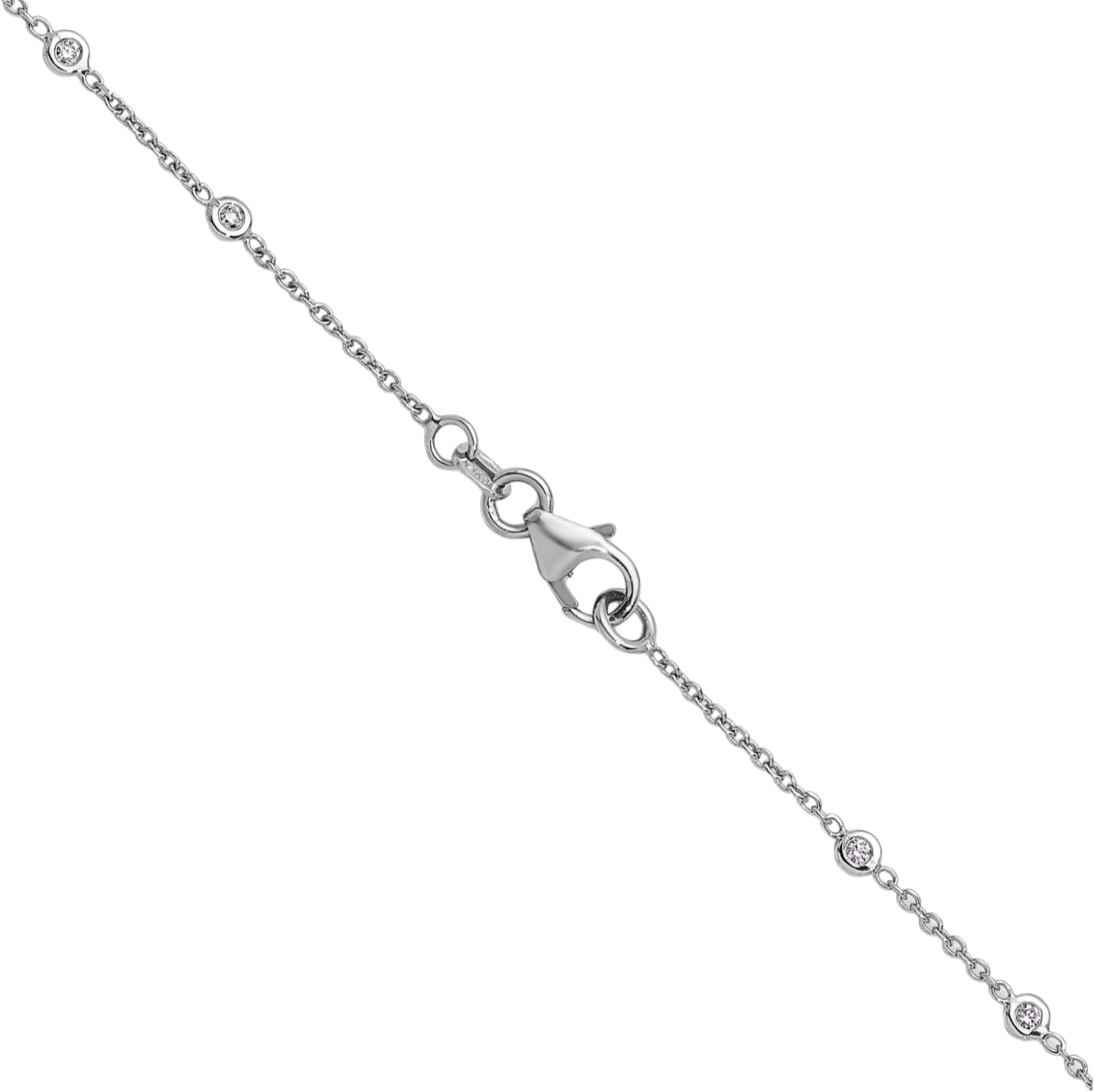 IceCarats 14K Solid White Gold 0.28 carat Diamond 1.25mm Dainty Station Cable Chain Necklace Round Cut, Natural, Prong Set