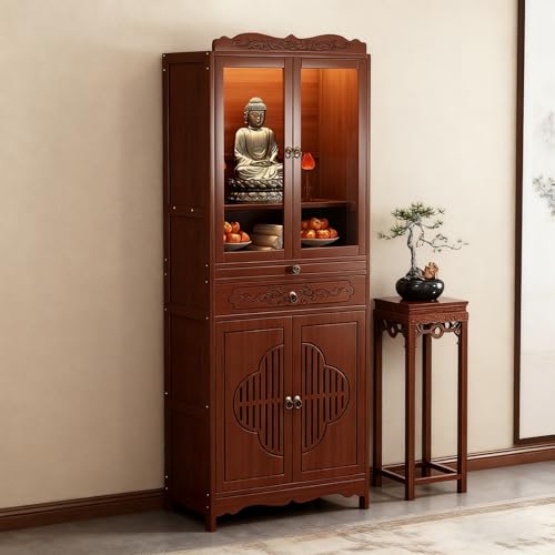 POWRZZZY Personal Shrine Altar Table Meditation Table Buddhist Altar Table Chinese Cabinet Pedestal Offering Table Foyer Tables for Entryway for Family Worship Use(52x33x170cm)