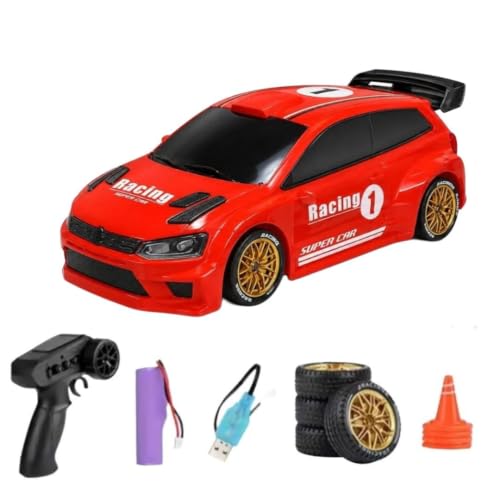 Image of Rc Drift Remote Control Car 1:24 Scale, High-Speed, 4Wd, Lights, Rechargeable Racing Car, Drifting Tires, 2.4Ghz, for Kids (1:24 RC Drift - Red)
