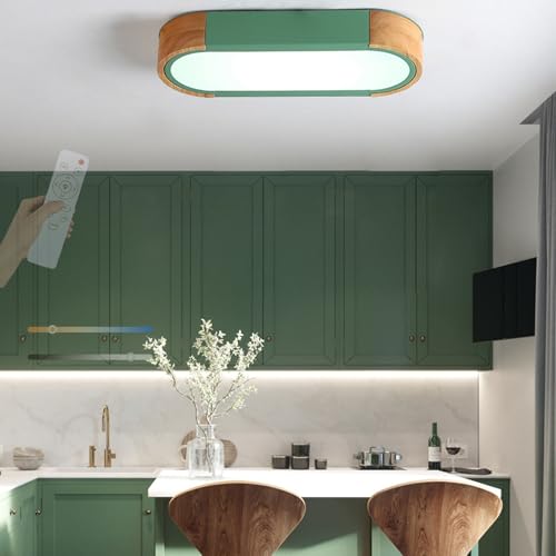 Lampe de plafond LED dimmable 2700K-6500K en acrylique et bois vert